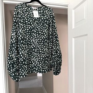 Green and white blouse